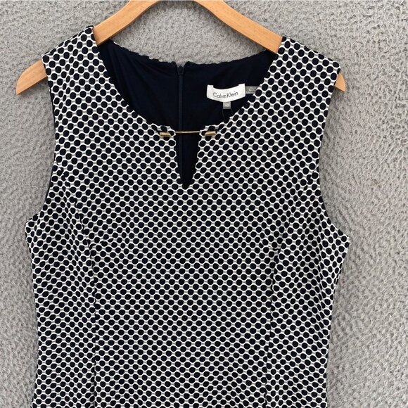 Calvin Klein Dress Womens 10 Black Textured Dot Knit Sheath Career Office NWT - Picture 2 of 11